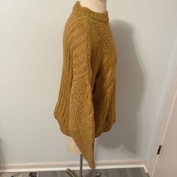 A New Day Mustard Gold Chunky Oversized Cable Knit Sweater Size Small - Picture 4 of 7